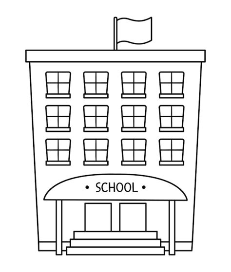 School Building Black And White Clipart Food