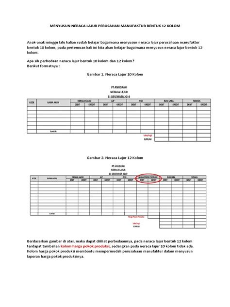 Contoh Neraca Lajur Perusahaan Dagang - Contoh Surat Resmi