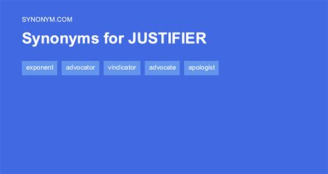 Another word for JUSTIFIER > Synonyms & Antonyms