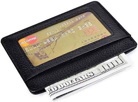 EASTNIGHTS RFID Credit Card Holder Leather Slim Wallet with ID Window (Black with ID window ...