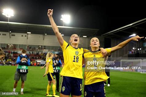 Fridolina Rolfo celebrates with Magdalena Eriksson of Sweden after ...