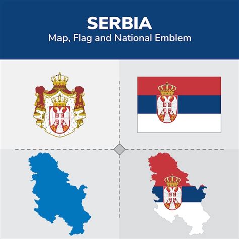 Premium Vector | Serbia map, flag and national emblem