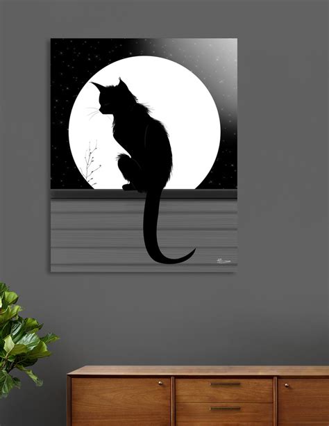 «Black cat and Moon» Acrylic Glass Print by PaintisPassion | Curioos