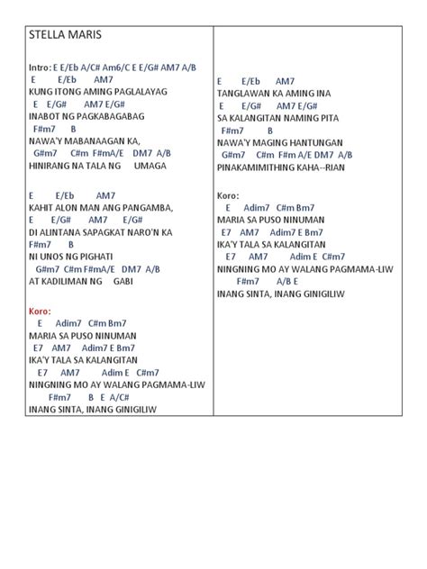 Stella Maris Lyrics With Guitar Chords | PDF