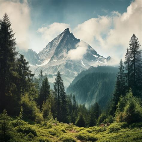 Premium Photo | Majestic mountain with a lush forest at its foot