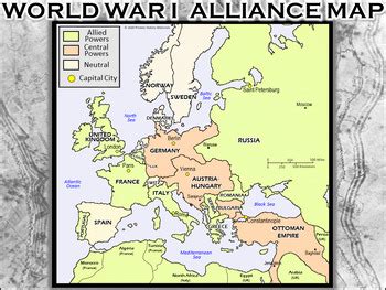 World War I Alliances Map (Great War) WWI Countries & Capitals | TPT