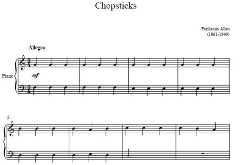 Chopsticks Piano Sheet Music