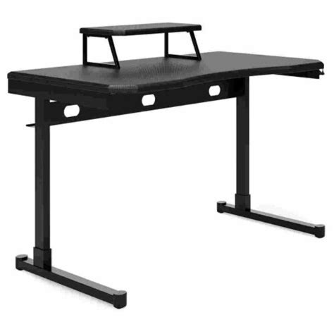 Office Desk with Raised Monitor Stand and Side Hanger, Black- Saltoro ...