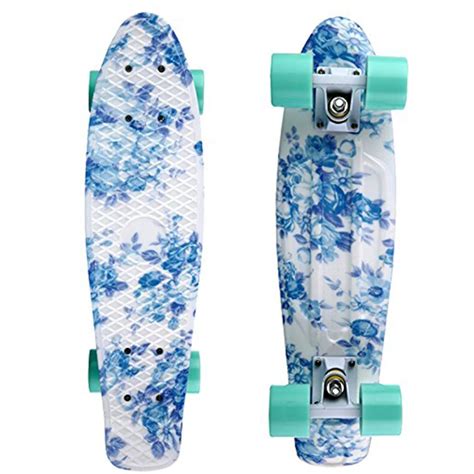 22" X 6" Skateboards Retro Standard Skate Board Mini Cruiser Longboard Floral Graphic for Girls ...