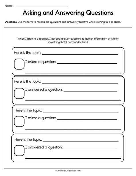 Asking and Answering Questions Worksheet - Have Fun Teaching | Englisch lernen, Englisch