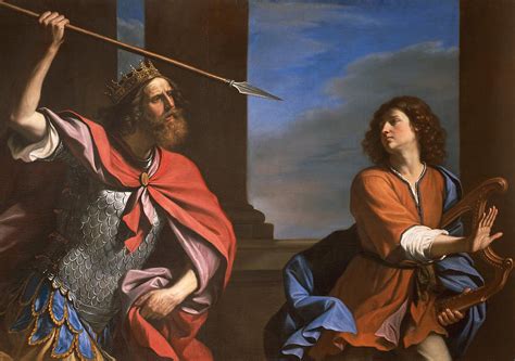 Saul attacking David Painting by Guercino