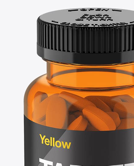 Orange Pill Bottle Mockup (High-Angle Shot) on Yellow Images Object Mockups