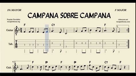 Campana sobre campana Tablatura y Partitura en Fa Mayor con Acordes ...