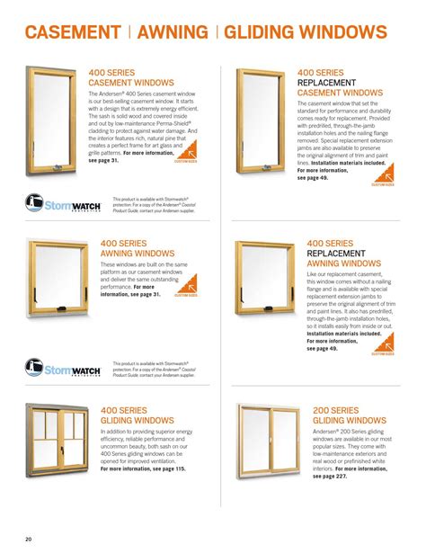 Andersen Window 200 Series Size Chart