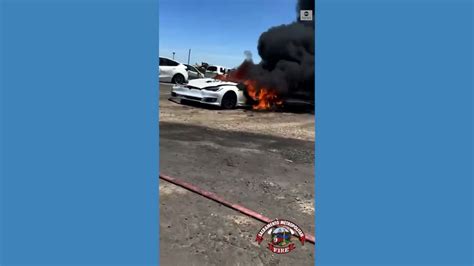 Tesla vehicle sparks fire weeks after crash - Good Morning America