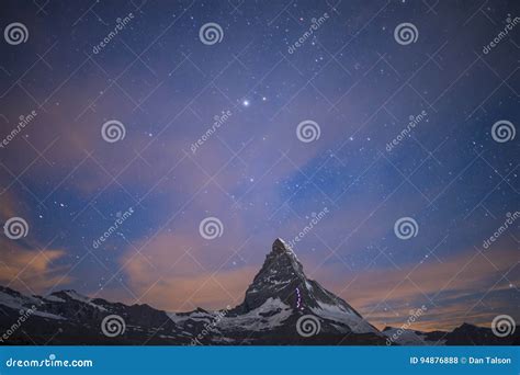 Matterhorn stary night stock photo. Image of lunar, moon - 94876888