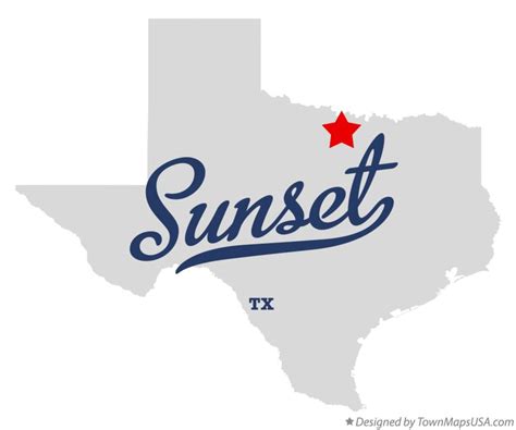 Map of Sunset, TX, Texas