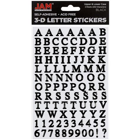 JAM Self Adhesive Alphabet Letter Stickers, Black, Upper & Lower Case, 2 Sheets/Pack - Walmart.com