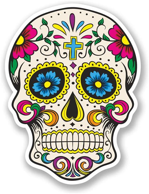 2 x Sugar Skull Vinyl Sticker Decal Mexican Spanish Mexico Day of the Dead #5667 (7.5cm Wide x ...