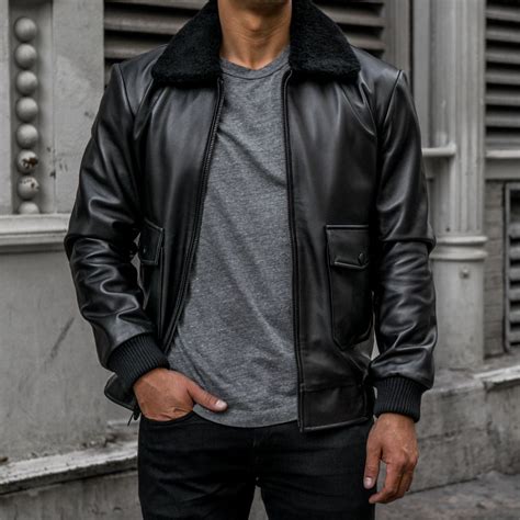 Men's Flight Jacket In Black Leather - Thursday Boot Company