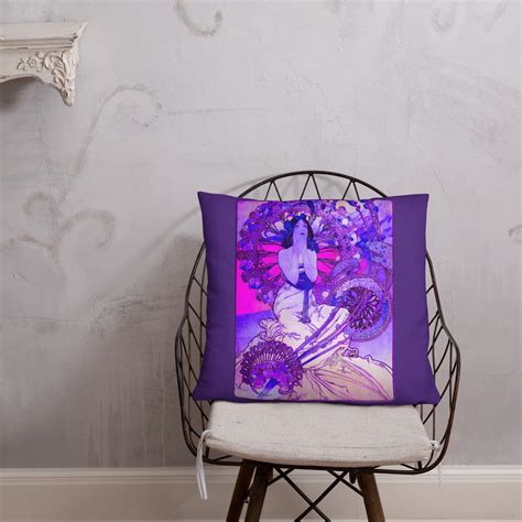 Purple Mucha Art Nouveau Design Luxury Print Pillow Cushion - Etsy