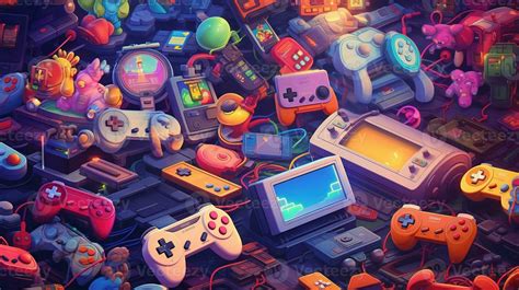 retro gaming, digital art illustration, Generative AI 33842617 Stock ...