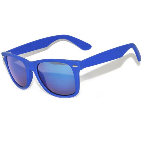 Retro Matte Frame Mirror Lens Blue Dark Plastic Sunglasses MM68DBL (One ...