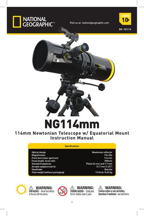 NATIONAL GEOGRAPHIC NG114MM INSTRUCTION MANUAL Pdf Download | ManualsLib