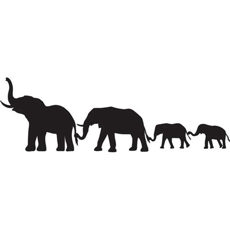 Elephant Family Animal Line Border Mother Father Kids Baby Silhouette Custom Wall Decal Vinyl ...