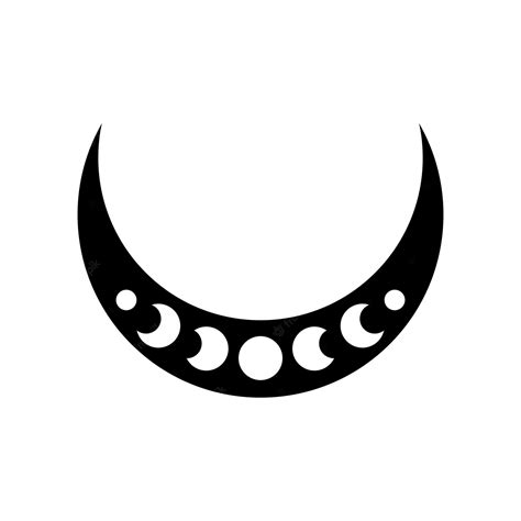 Premium Vector | Crescent Moon Silhouette with Moon Phases Icon