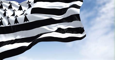 View of the Brittany Flag Waving in the Wind on a Clear Day Stock Image - Image of armorica ...