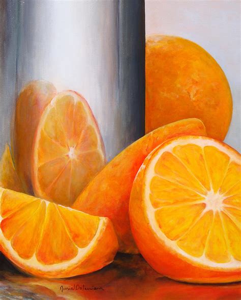 Reflet Orange Painting by Muriel Dolemieux