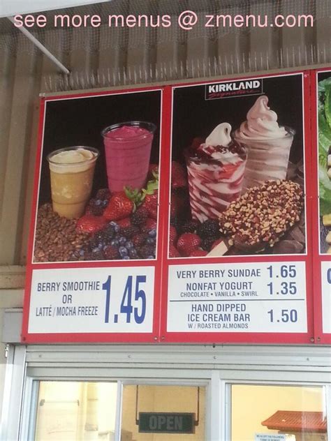 Menu at Costco Food Court pizzeria, Alhambra