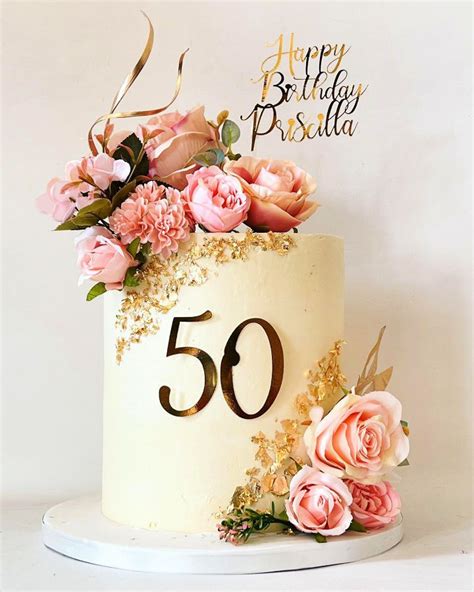 25 Beautiful 50th Birthday Cake Ideas for Men & Women | 50th birthday cake, Birthday cake with ...