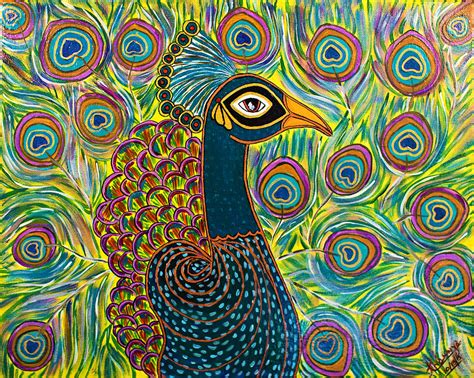 The Indian Peacock Painting by Anannya Chowdhury