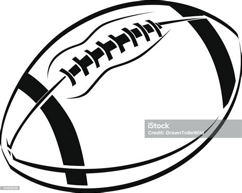 Black And White Line Art Drawing Of An American Football Stock ...