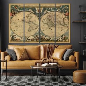 Old World Map Canvas, Vintage World Map Canvas Art, Old World Map ...