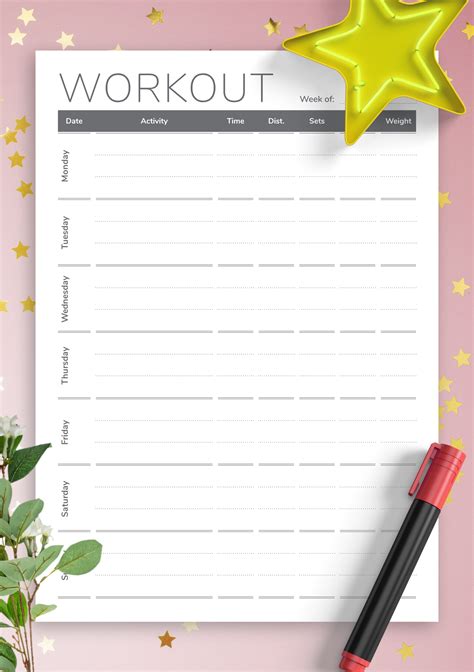 Printable Workout Plan Template