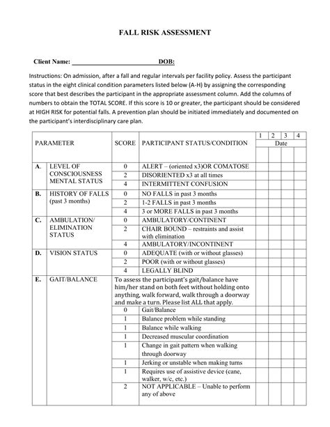 Fall Risk Assessment Form Fill Online Printable Fillable Blank | Images and Photos finder