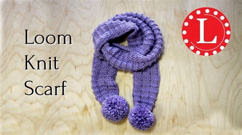 LOOM KNIT SCARF on Round Loom | Waffle Stitch Pom Pom Scarf | Beginner Easy Pattern | Loomahat ...