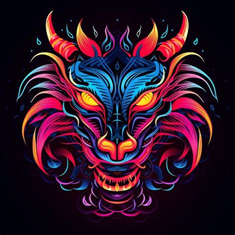 Premium AI Image | A Neon Dragon Neon Outlines With Sha Neon Line ...