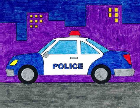 Easy How to Draw a Police Car Tutorial Video and Coloring Page