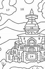 Buddhist Monastery In Himalayas coloring Page ♥ Online sketch template