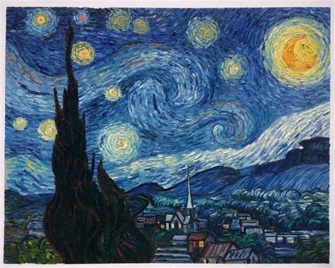 Hand-painted Van Gogh Starry Night painting in oil on canvas | Starry ...