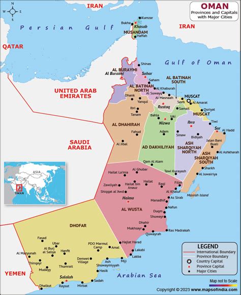 Oman provinces and Capital Map