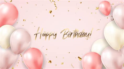 Feliz cumpleaños felicitaciones diseño de banner con confeti y globos para fiesta de fondo de ...