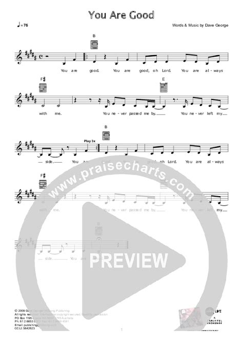 You Are Good Sheet Music PDF (Hillsong Worship) - PraiseCharts