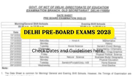 Delhi Pre-Board Exams 2023: Dates Announced - Check here