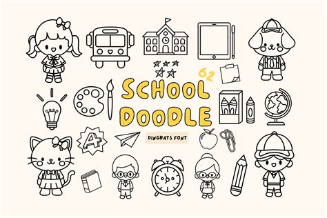 School Doodle Font by Babymimiart · Creative Fabrica