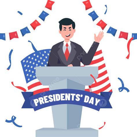 President Speech Clipart Hd PNG, Bunting Decoration American Presidents Day Speech Illustration ...